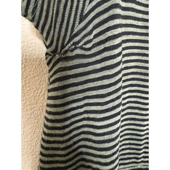 Eileen Fisher Size PM Petite M Linen Striped Dress Black Green Organic Short - Picture 3 of 10